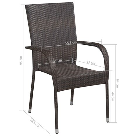 3-delige Tuinset poly rattan bruin