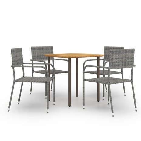5-delige Tuinset poly rattan antracietkleurig