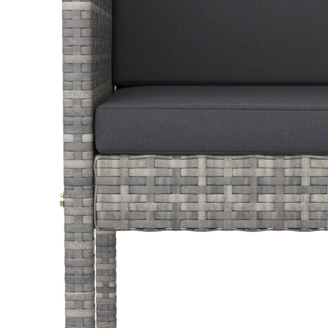 3-delige Tuinbarset met kussens poly rattan grijs