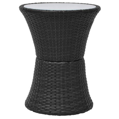 3-delige Bistroset met kussens poly rattan zwart