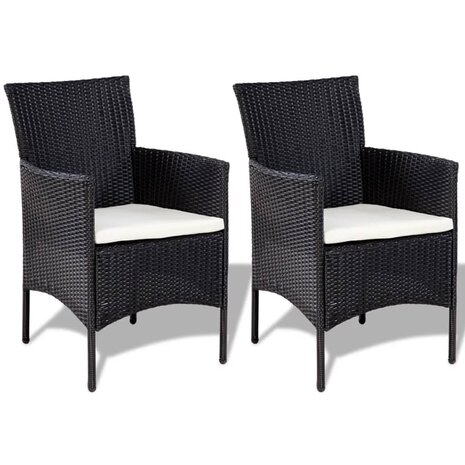 4-delige Loungeset met kussens poly rattan zwart