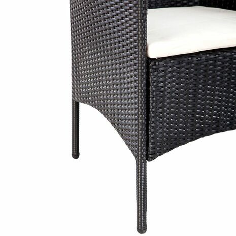 4-delige Loungeset met kussens poly rattan zwart