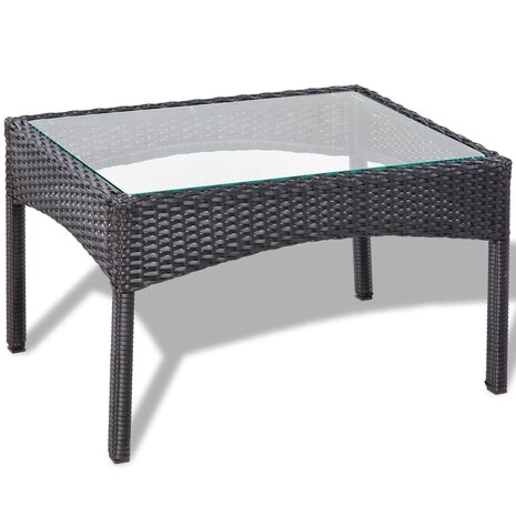 4-delige Loungeset met kussens poly rattan zwart