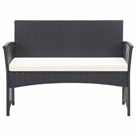 4-delige Loungeset met kussen poly rattan zwart