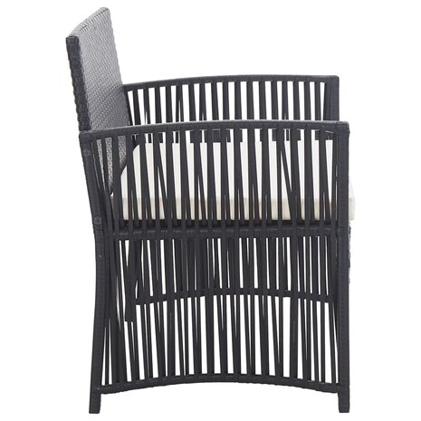 4-delige Loungeset met kussen poly rattan zwart