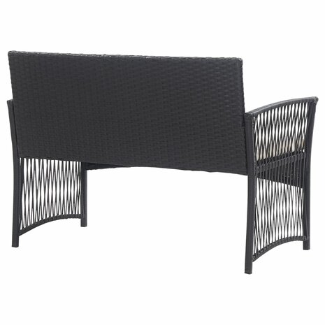 4-delige Loungeset met kussen poly rattan zwart