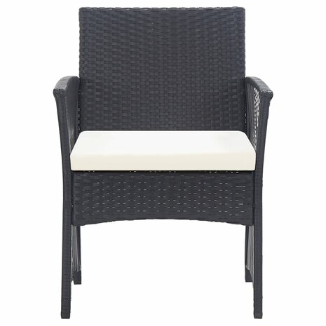 4-delige Loungeset met kussen poly rattan zwart