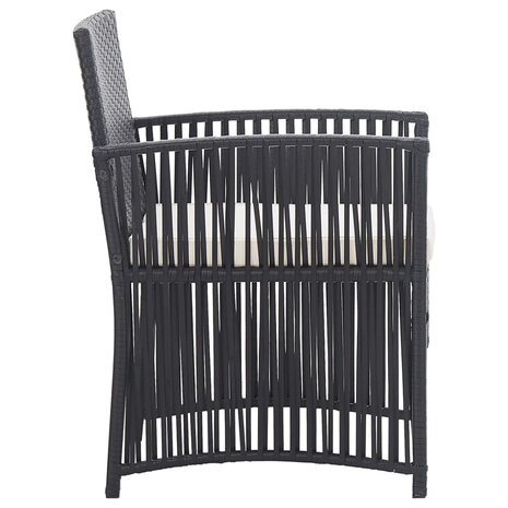 4-delige Loungeset met kussen poly rattan zwart