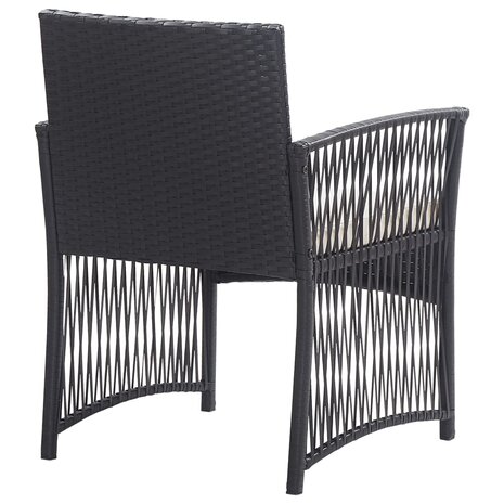 4-delige Loungeset met kussen poly rattan zwart