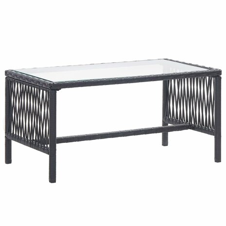 4-delige Loungeset met kussen poly rattan zwart