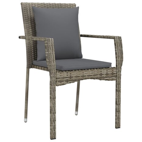 3-delige Tuinset met kussens poly rattan zwart en grijs