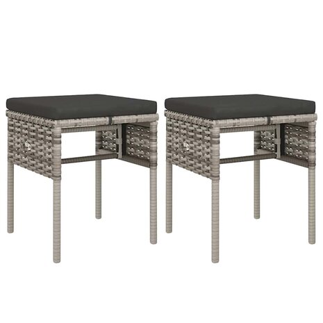 6-delige Loungeset met kussens poly rattan grijs