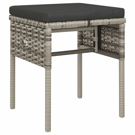 6-delige Loungeset met kussens poly rattan grijs