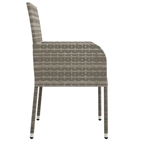 3-delige Tuinset met kussens poly rattan grijs