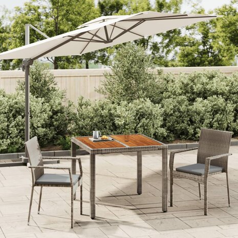 3-delige Tuinset met kussens poly rattan grijs