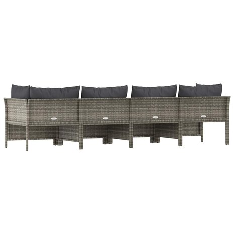 4-delige Loungeset met kussens poly rattan grijs