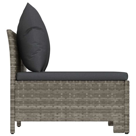 Tuinbank 2-zits met kussens poly rattan grijs
