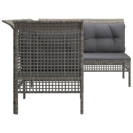 4-delige Loungeset met kussens poly rattan grijs