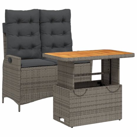 2-delige Tuinset met kussens poly rattan grijs
