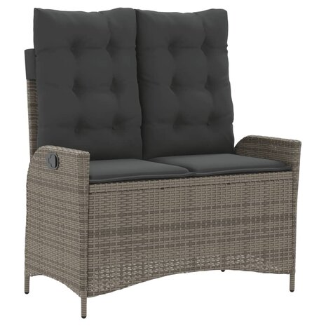 2-delige Tuinset met kussens poly rattan grijs