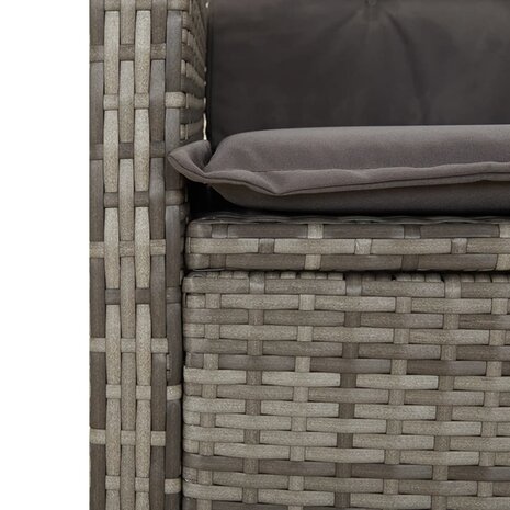 2-delige Tuinset met kussens poly rattan grijs