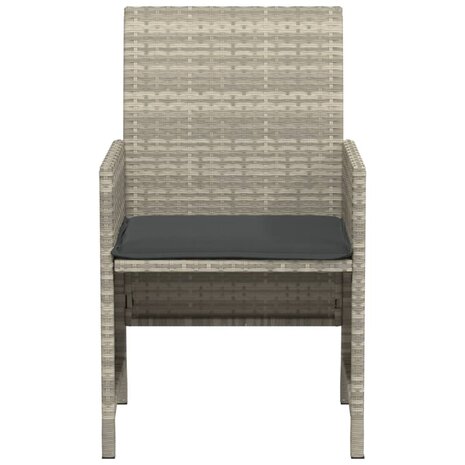3-delige Bistroset met kussens poly rattan lichtgrijs