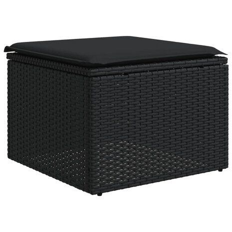4-delige Loungeset met kussens poly rattan zwart
