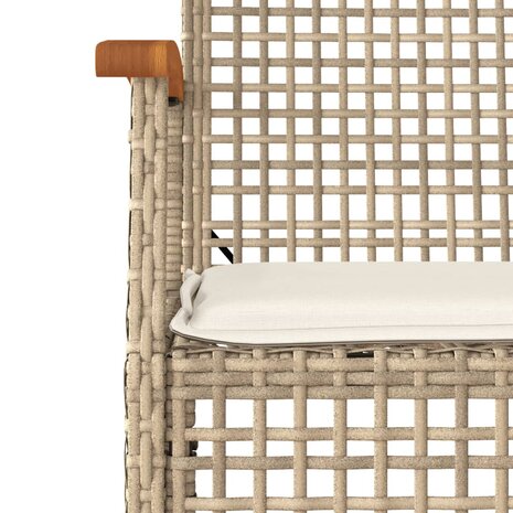 3-delige Tuinset met kussens poly rattan beige