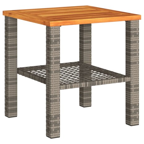3-delige Bistroset met kussens poly rattan en acaciahout grijs