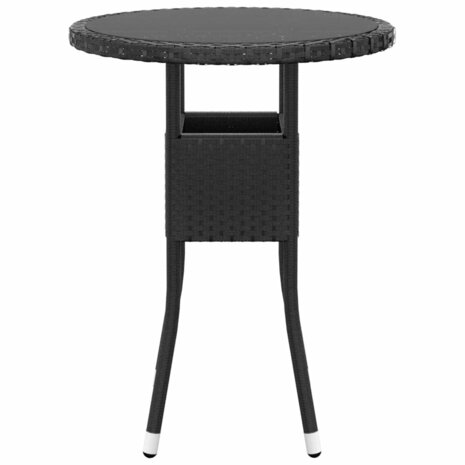 3-delige Bistroset poly rattan en gehard glas zwart