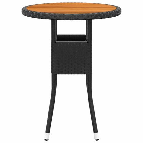 3-delige Bistroset poly rattan en massief hout zwart