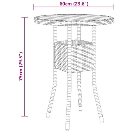 3-delige Bistroset poly rattan en massief hout zwart