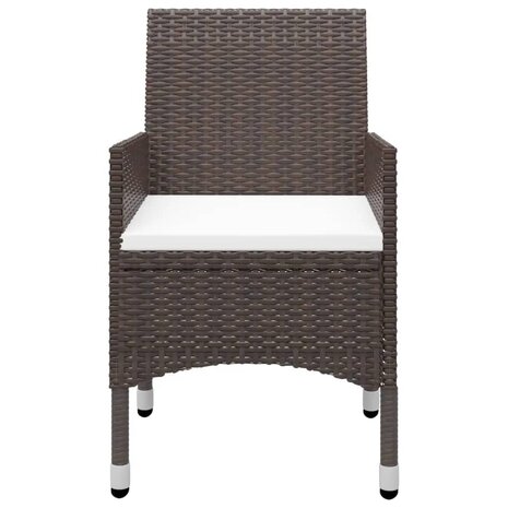3-delige Bistroset poly rattan en gehard glas bruin
