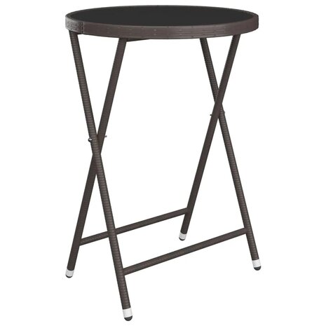 3-delige Bistroset poly rattan en gehard glas bruin