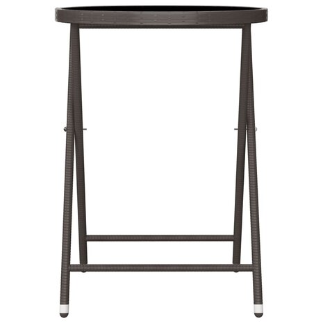 3-delige Bistroset poly rattan en gehard glas bruin