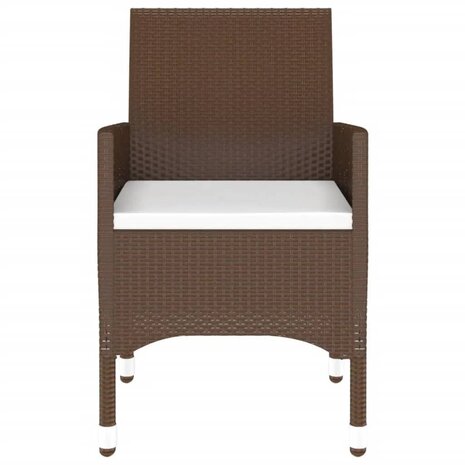 3-delige Bistroset poly rattan en gehard glas bruin