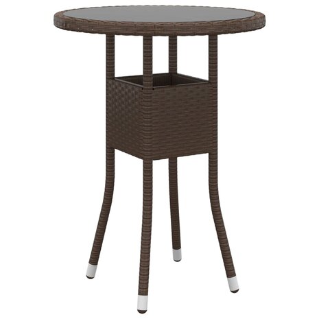 3-delige Bistroset poly rattan en gehard glas bruin