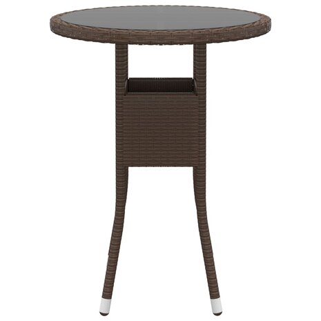 3-delige Bistroset poly rattan en gehard glas bruin