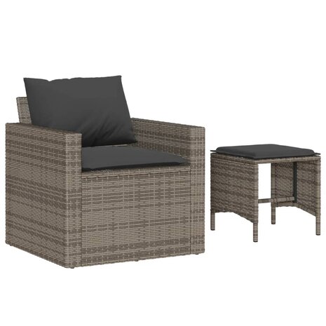 4-delige Loungeset met kussens poly rattan grijs