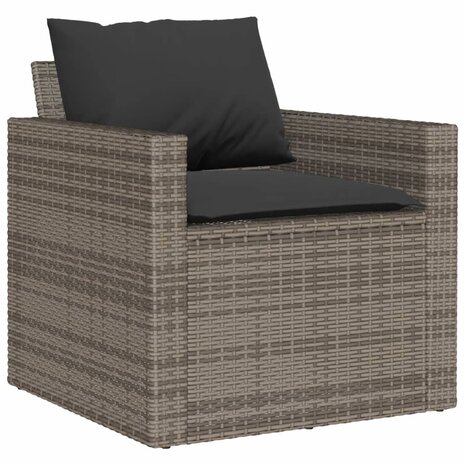 4-delige Loungeset met kussens poly rattan grijs