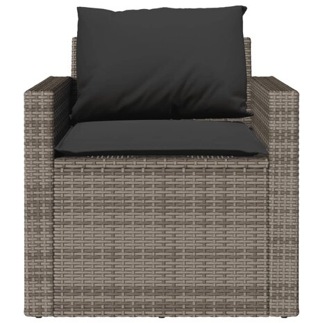 4-delige Loungeset met kussens poly rattan grijs