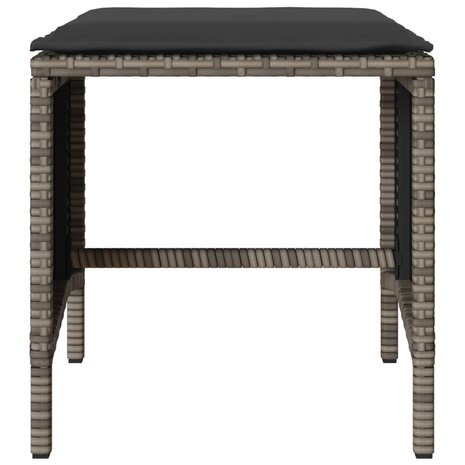 4-delige Loungeset met kussens poly rattan grijs