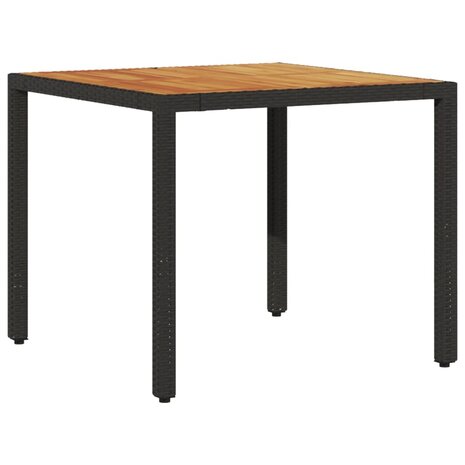 3-delige Tuinset met kussens poly rattan en acaciahout zwart