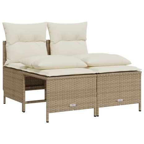 4-delige Loungeset met kussens poly rattan beige