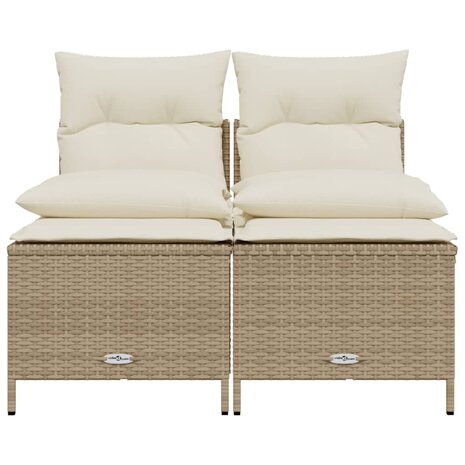 4-delige Loungeset met kussens poly rattan beige