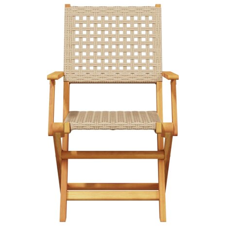 3-delige Bistroset poly rattan en massief hout beige