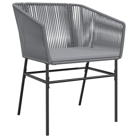 3-delige Tuinset met kussens poly rattan glas grijs