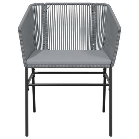 3-delige Tuinset met kussens poly rattan glas grijs