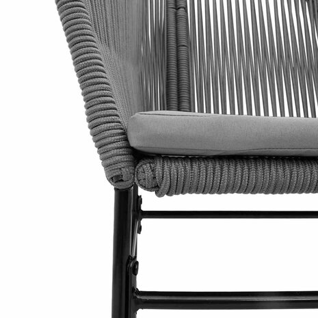 3-delige Tuinset met kussens poly rattan glas grijs