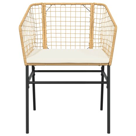 3-delige Tuinset met kussens poly rattan glas bruin
